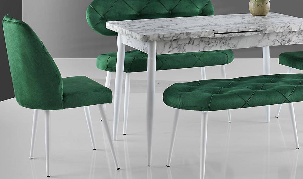 Yeşil Kapitoneli Yemek Masası Takımı Yemek Masası Takımı