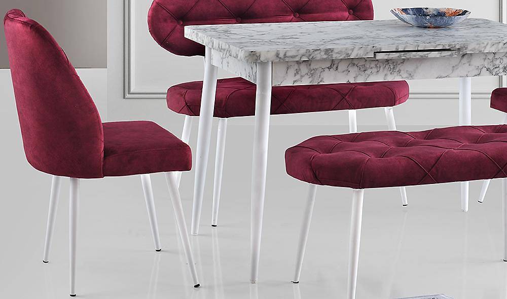 Mor Kapitoneli Yemek Masası Takımı Yemek Masası Takımı