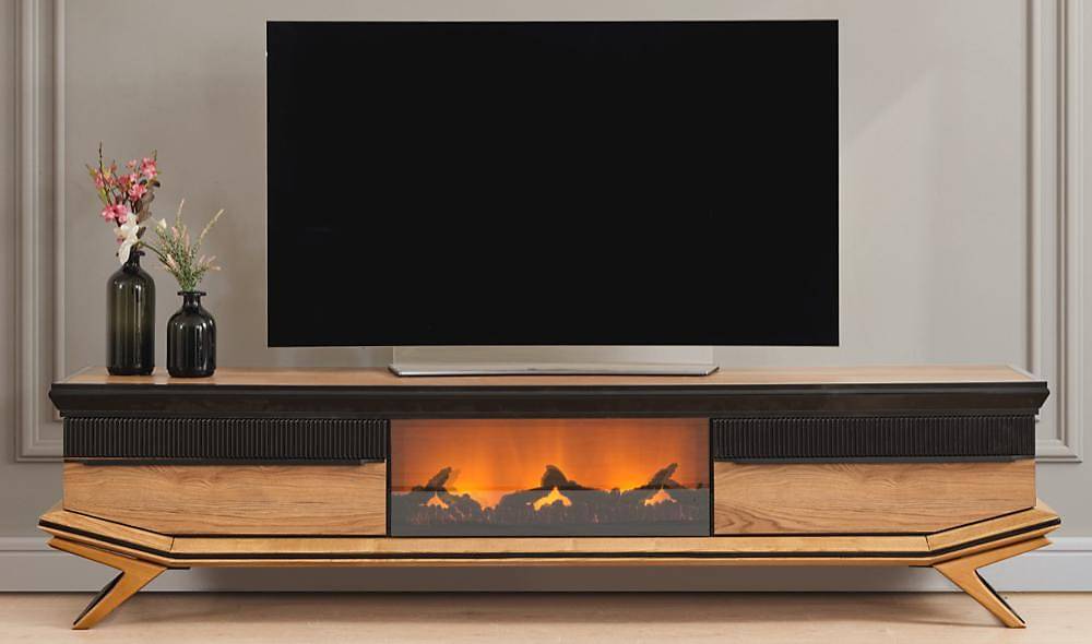 Clara Ceviz Şömineli Tv Ünitesi TV Ünitesi