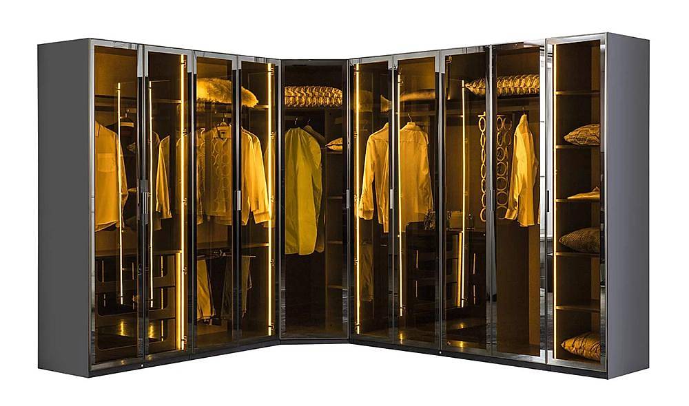 Suare Antrasit Köşe Gardrop Giyinme Odası