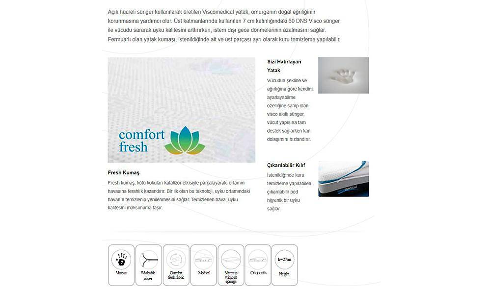 Viscomedikal Ortopedik Yatak Yatak Modelleri