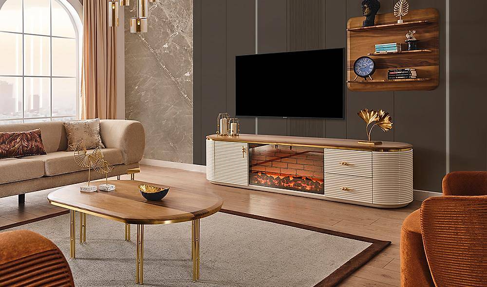 Pruva Şömineli Tv Ünitesi TV Ünitesi