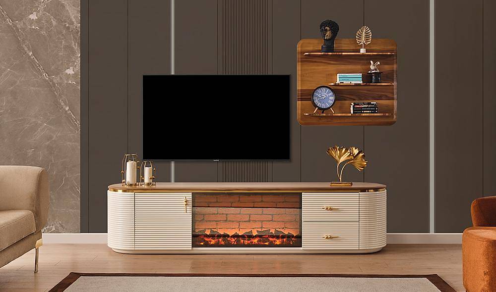 Pruva Şömineli Tv Ünitesi TV Ünitesi