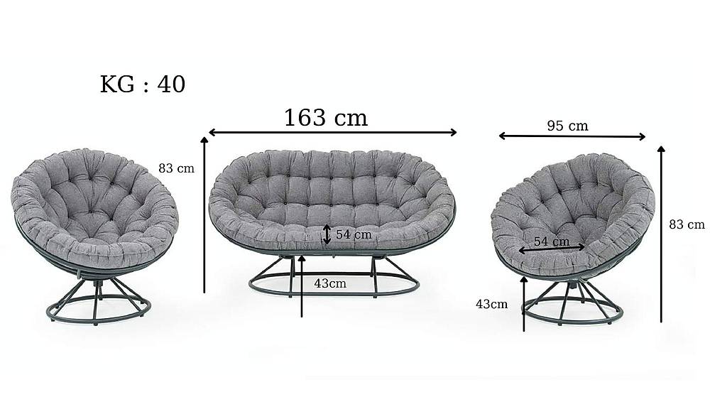 Edirne Gri Bahçe Koltuk Takımı Bahçe Oturma Grubu