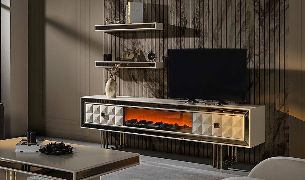 İpek Şömineli Tv Ünitesi TV Ünitesi