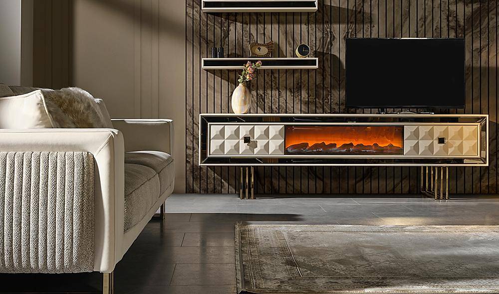 İpek Şömineli Tv Ünitesi TV Ünitesi