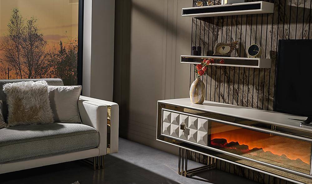 İpek Şömineli Tv Ünitesi TV Ünitesi