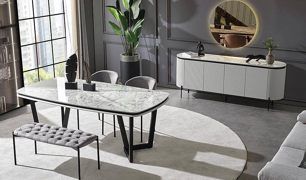 Mood Gri - Mermer Yemek Odası Yemek Odası