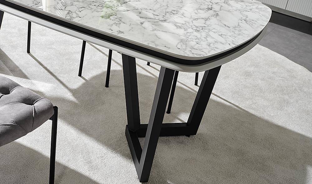 Mood Gri - Mermer Yemek Masası Takımı Yemek Masası Takımı