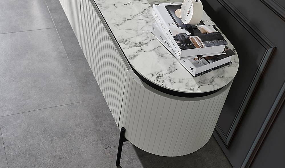 Mood Gri - Mermer Tv Sehpası TV Ünitesi