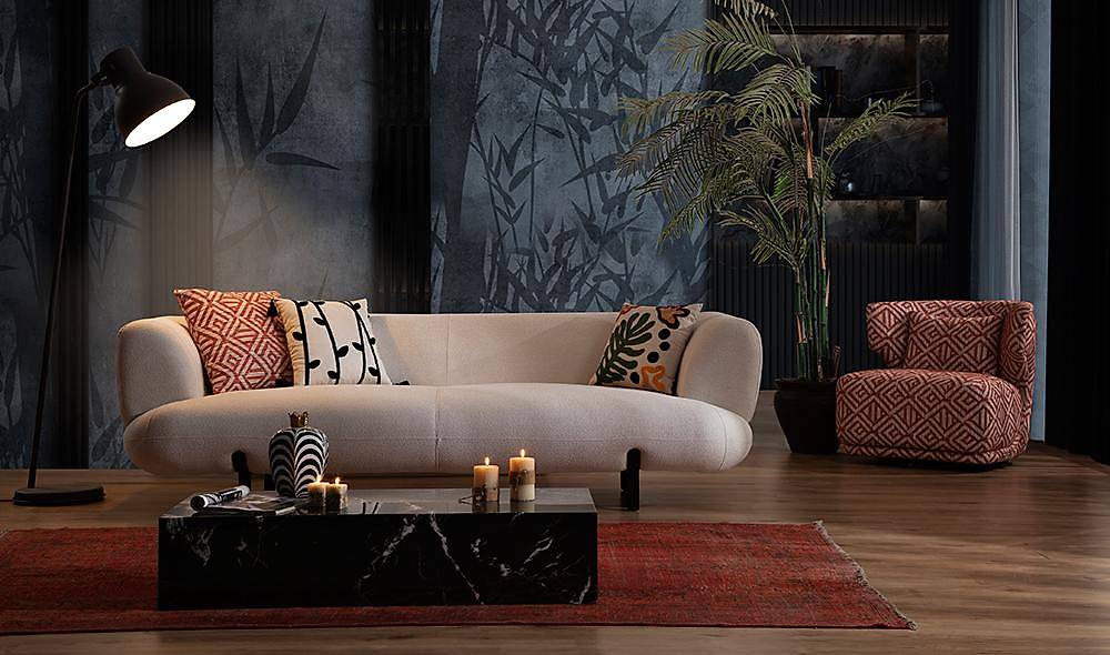 Brown Koltuk Takımı - Krem Pembe Koltuk Takımı