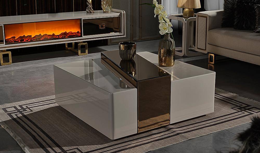 Tiana Tv Ünitesi - Gold - Şömineli TV Ünitesi