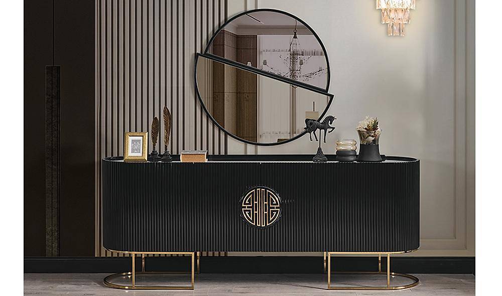 Crown Yemek Odası - Siyah - Gold Yemek Odası