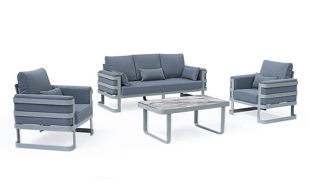 Elizya Bahçe Koltuk Takımı - Açık Gri Bahçe Oturma Grubu