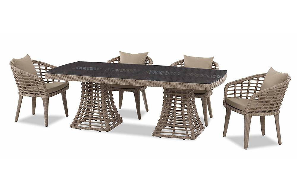 Domino Bahçe Masa Takımı - Bej Siyah Bahçe Masa Takımı