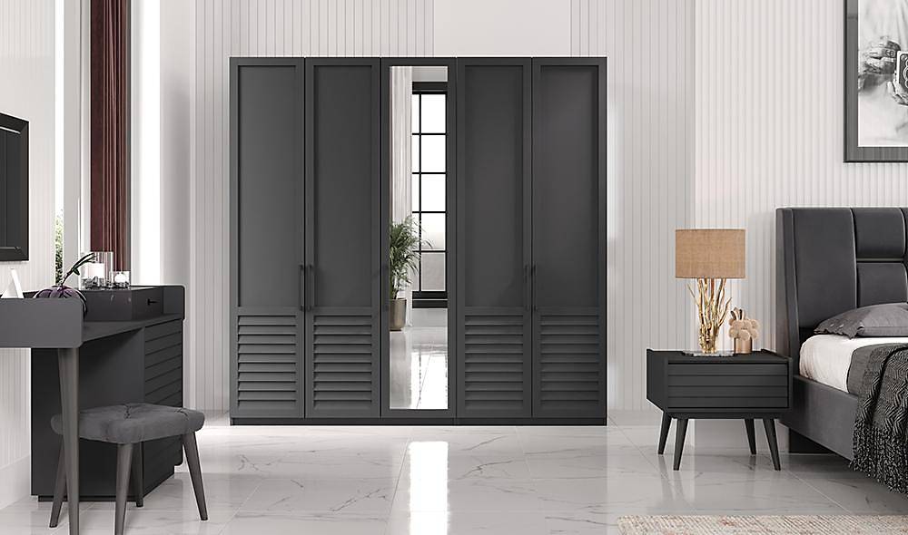 Çizgi Yatak Odası - Antrasit Yatak Odası