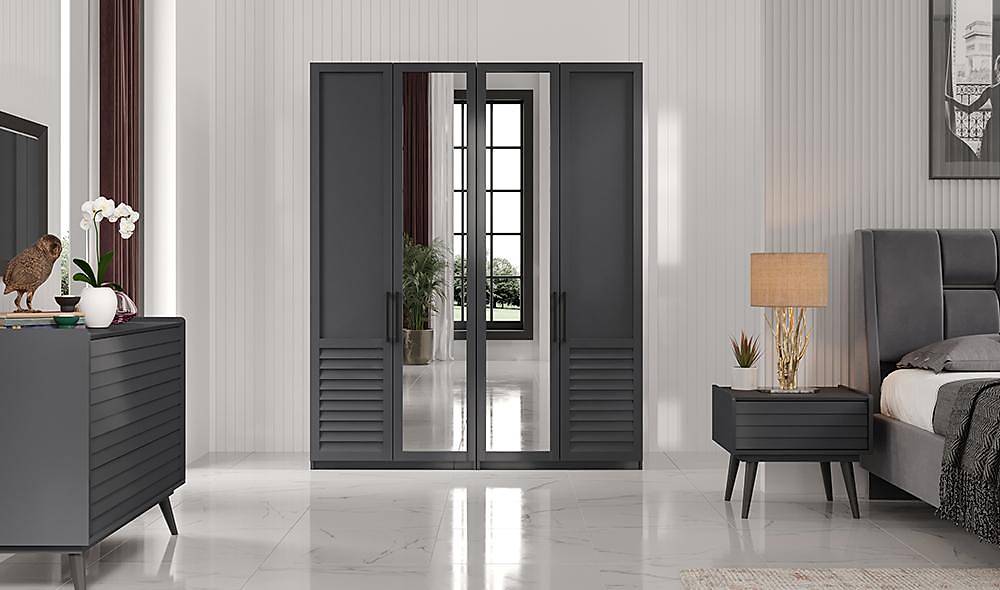 Çizgi Yatak Odası - Antrasit Yatak Odası