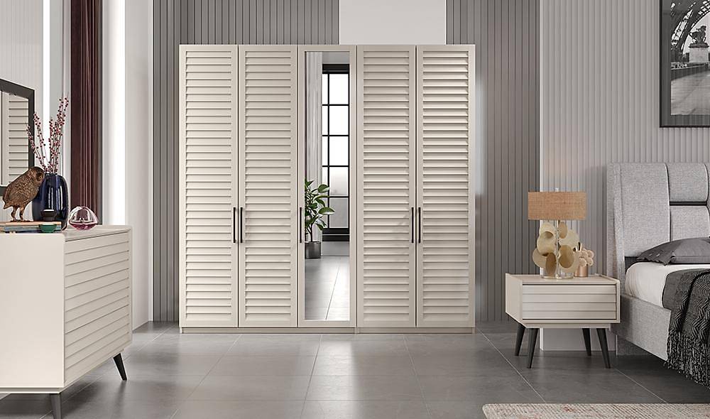 Çizgi Yatak Odası - Ekru Yatak Odası