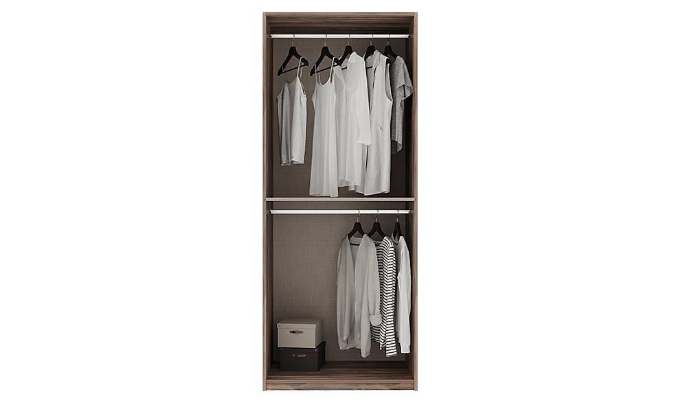 Çizgi Köşe Gardrop - Ceviz Giyinme Odası