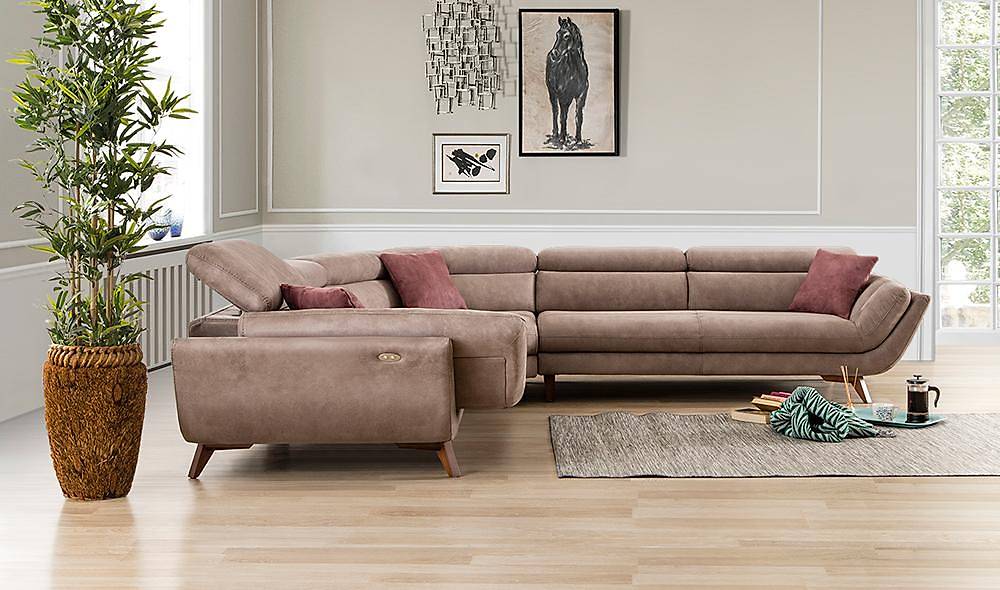 Mikanos Motorlu Köşe Takımı - Bej Köşe Koltuk