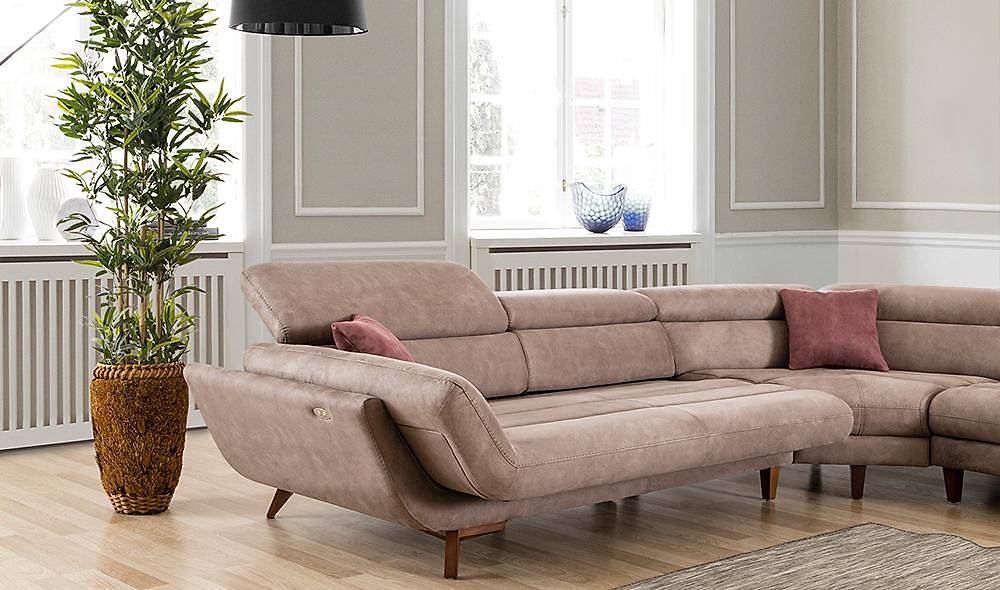 Mikanos Motorlu Köşe Takımı - Bej Köşe Koltuk