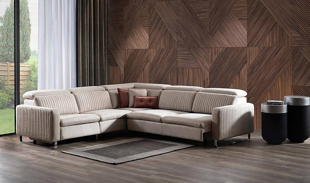 Micro Motorlu Köşe Takımı - Krem Köşe Koltuk