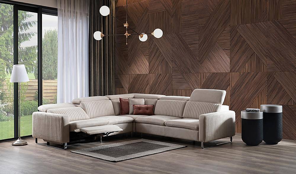 Micro Motorlu Köşe Takımı - Krem Köşe Koltuk