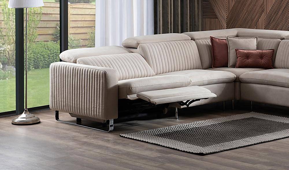 Micro Motorlu Köşe Takımı - Krem Köşe Koltuk