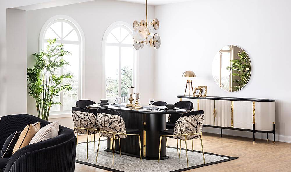 Leaf Yemek Odası - Siyah Yemek Odası