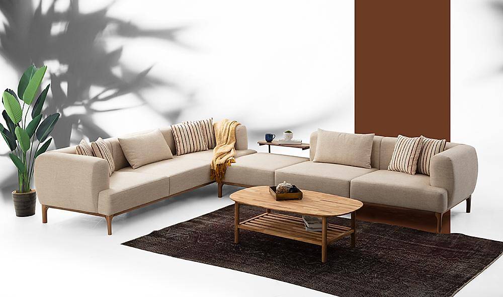 Balat Köşe Takımı - Krem Köşe Koltuk