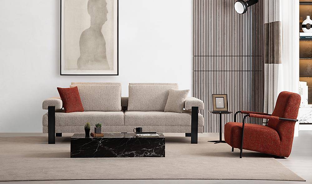 Everest Koltuk Takımı - Siyah - Dokuma Koltuk Takımı