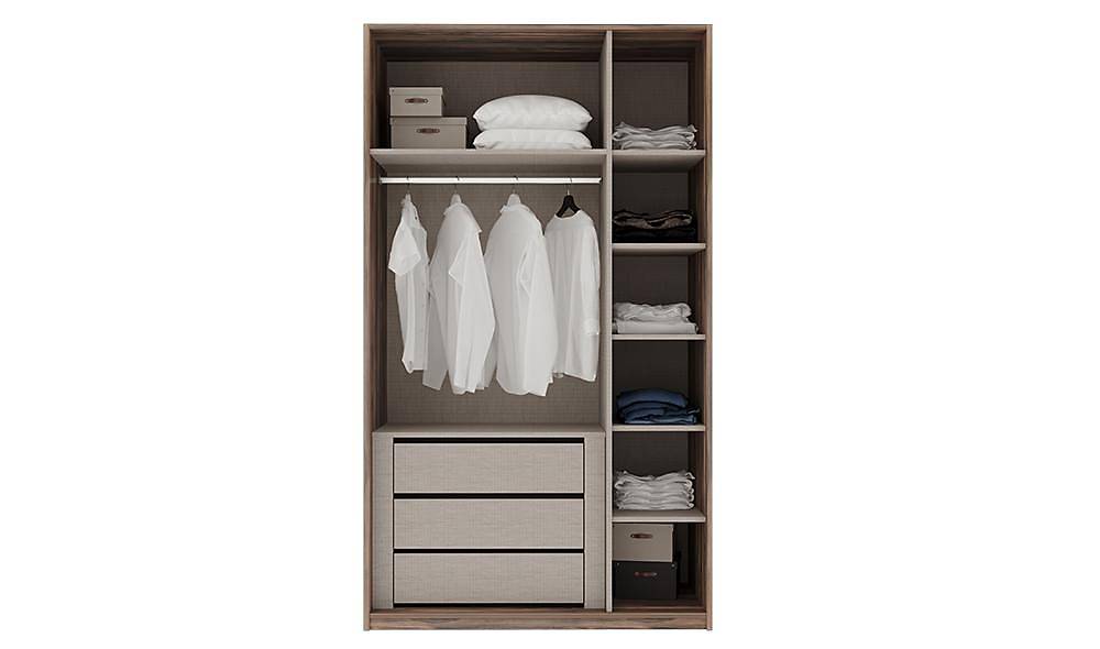 Liya Köşe Gardrop - Ceviz Köşe Dolap