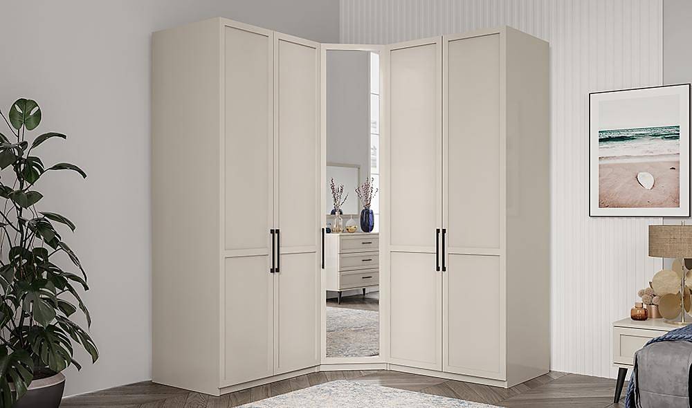 Liya Köşe Gardrop - Bej Köşe Dolap