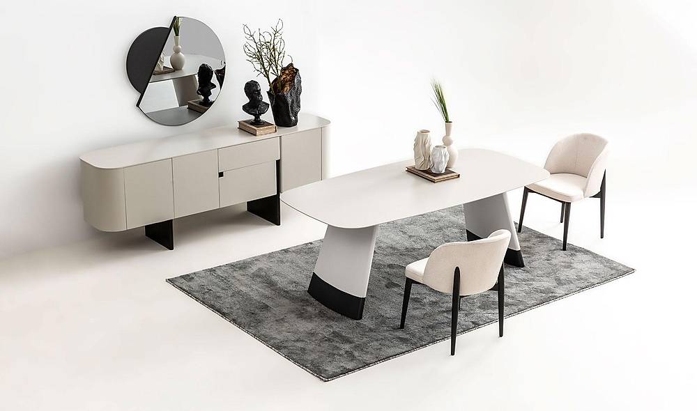 Penora Yemek Odası - Gri - Siyah Yemek Odası