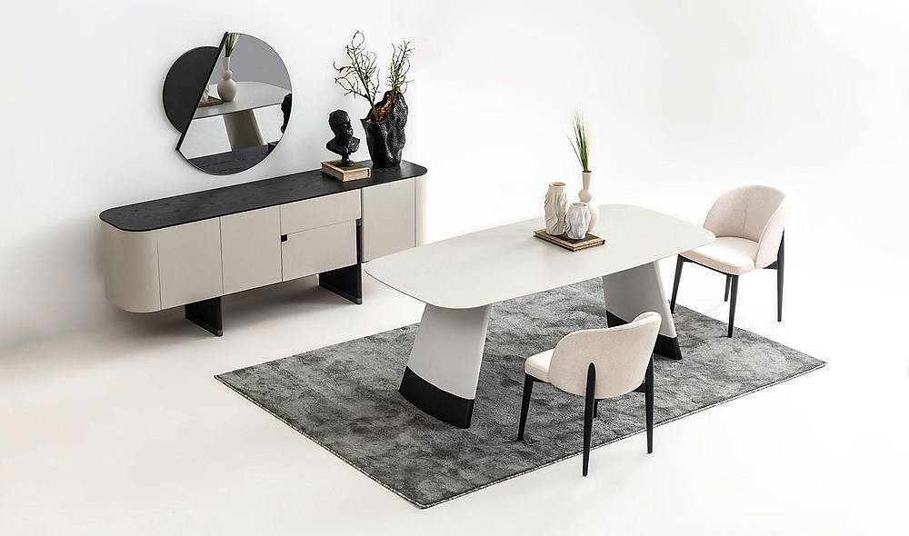 Penora Yemek Odası - Gri - Siyah Yemek Odası