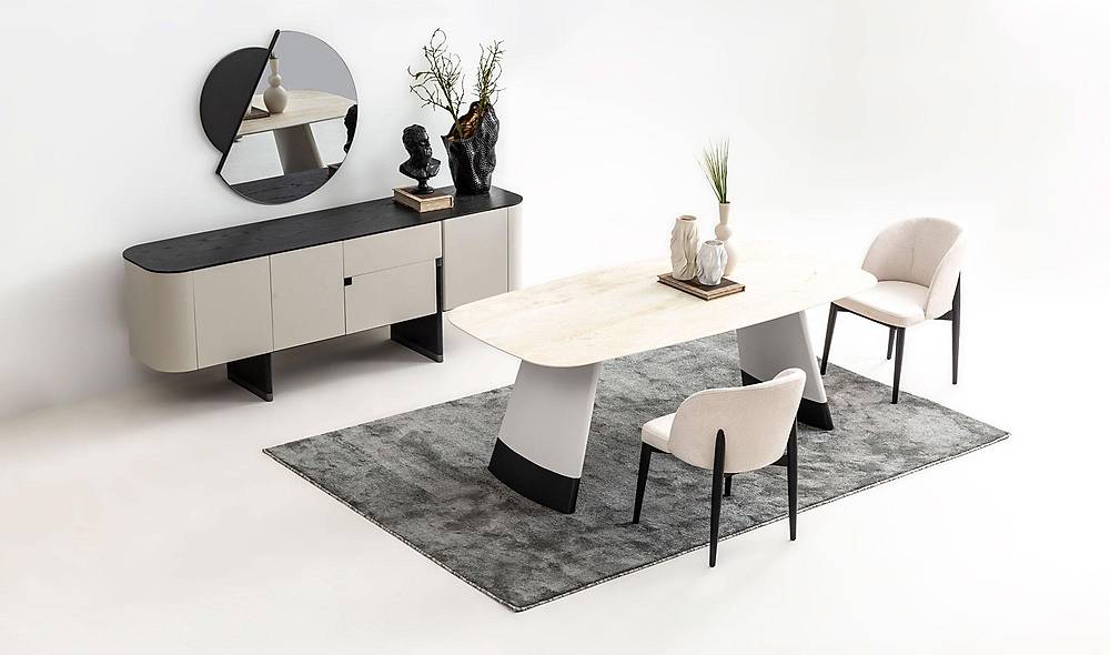 Penora Yemek Odası - Gri - Siyah Yemek Odası