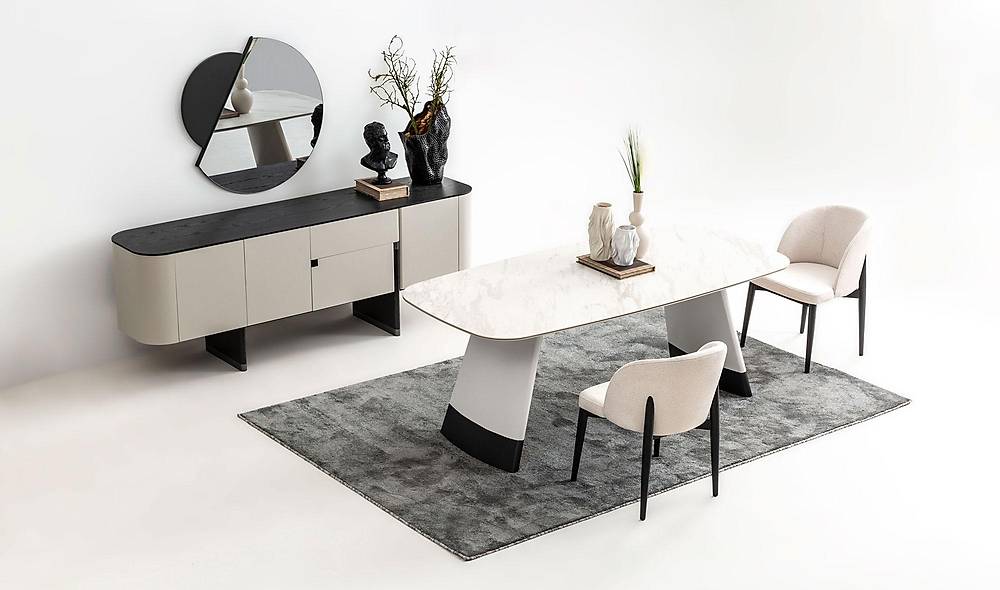 Penora Yemek Odası - Gri - Siyah Yemek Odası