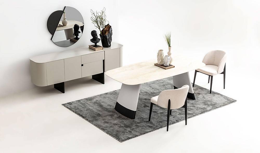 Penora Yemek Odası - Gri - Siyah Yemek Odası
