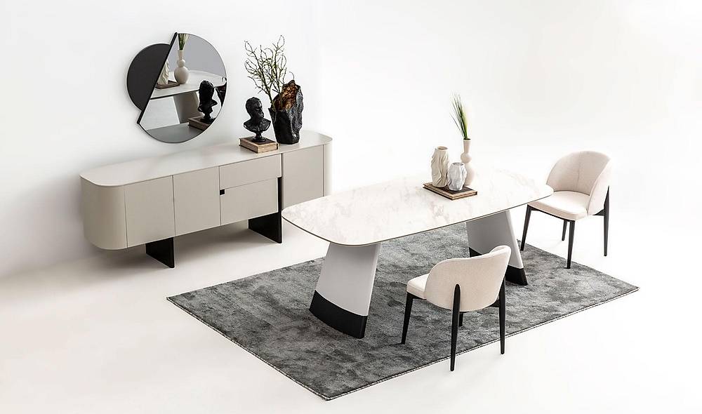 Penora Yemek Odası - Gri - Siyah Yemek Odası