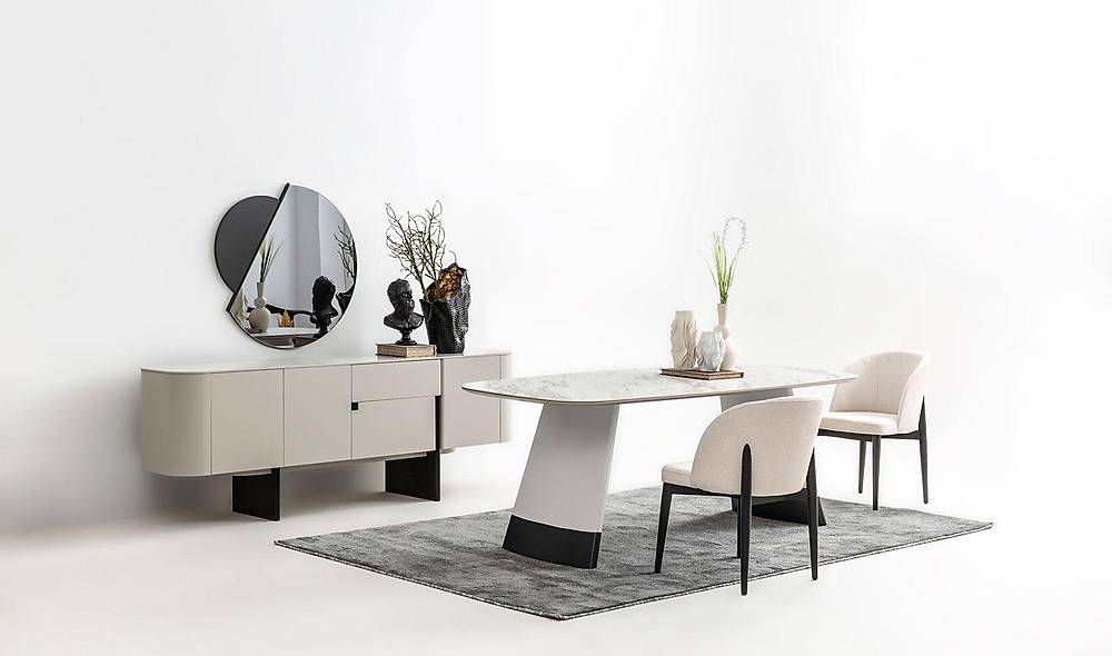 Penora Yemek Odası - Gri - Siyah Yemek Odası