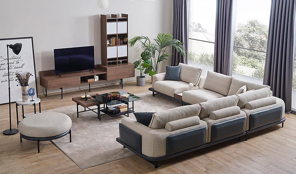 Gusto Köşe Takımı - Krem Köşe Koltuk