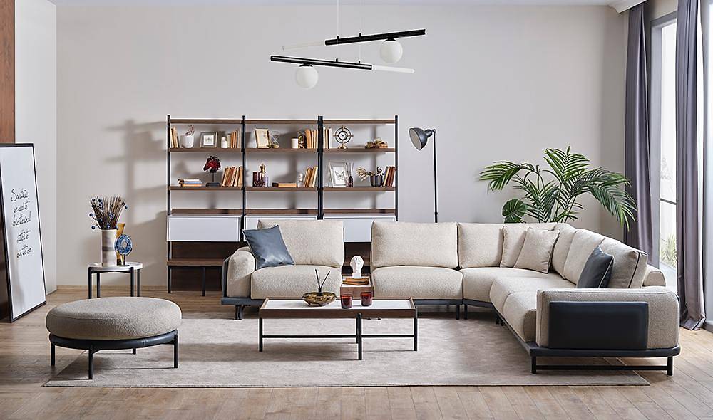 Gusto Köşe Takımı - Krem Köşe Koltuk