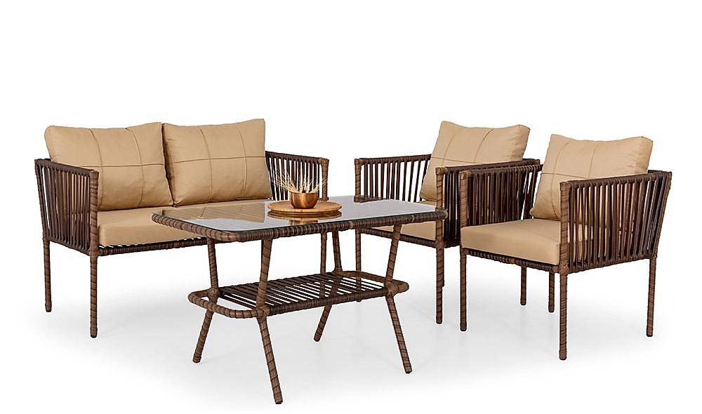 Eleni Bahçe Koltuk Takımı - Krem Bahçe Oturma Grubu