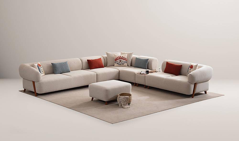 Martel Köşe Takımı - Krem Köşe Koltuk