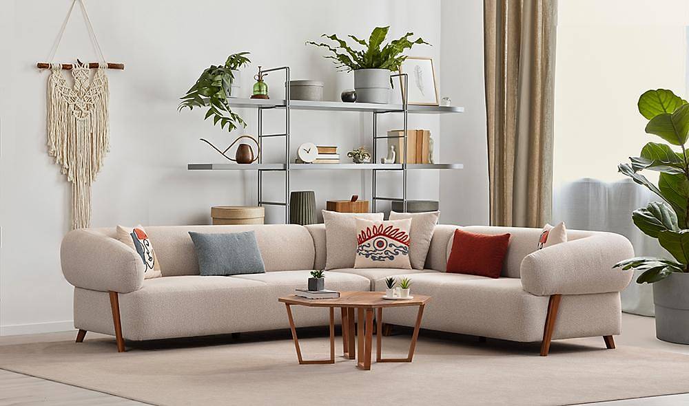 Martel Köşe Takımı - Krem Köşe Koltuk