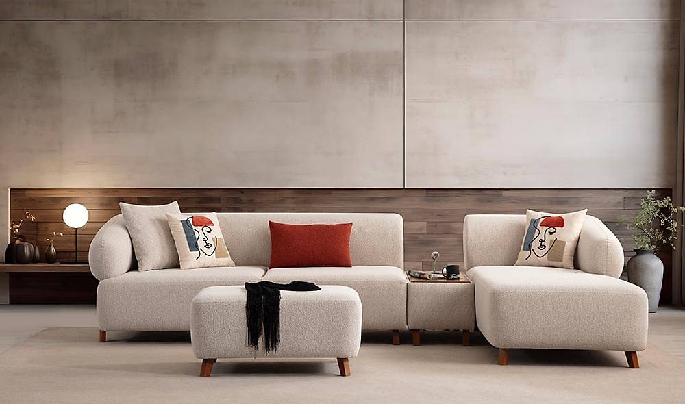 Martel Köşe Takımı - Krem Köşe Koltuk