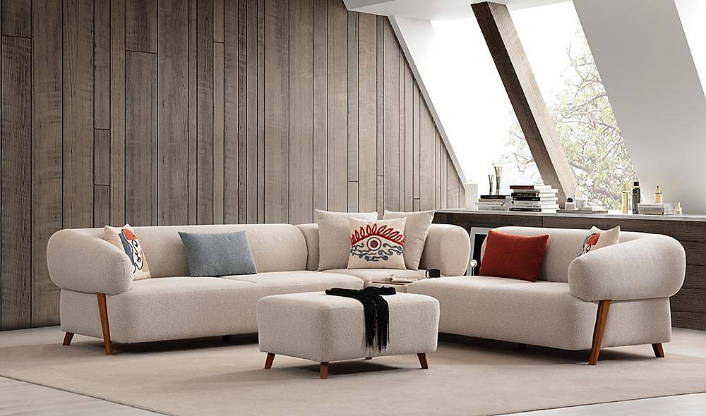 Martel Köşe Takımı - Krem Köşe Koltuk