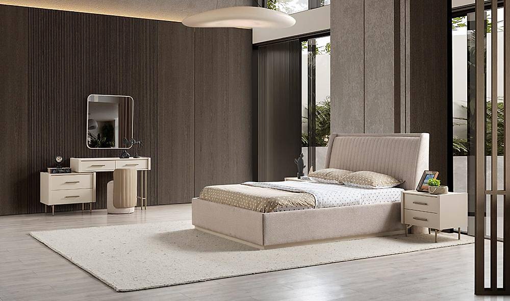 Lukka Bazalı Yatak Odası - Krem Yatak Odası