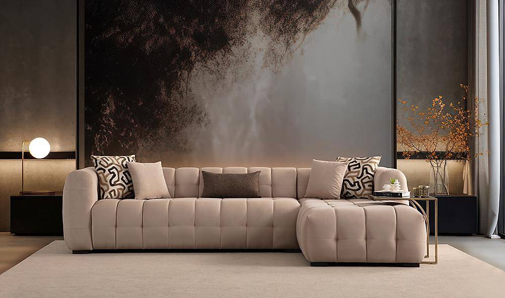 Vitela Köşe Takımı - Bej Köşe Koltuk