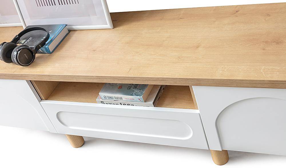 Logo Tv Sehpası - Beyaz TV Ünitesi